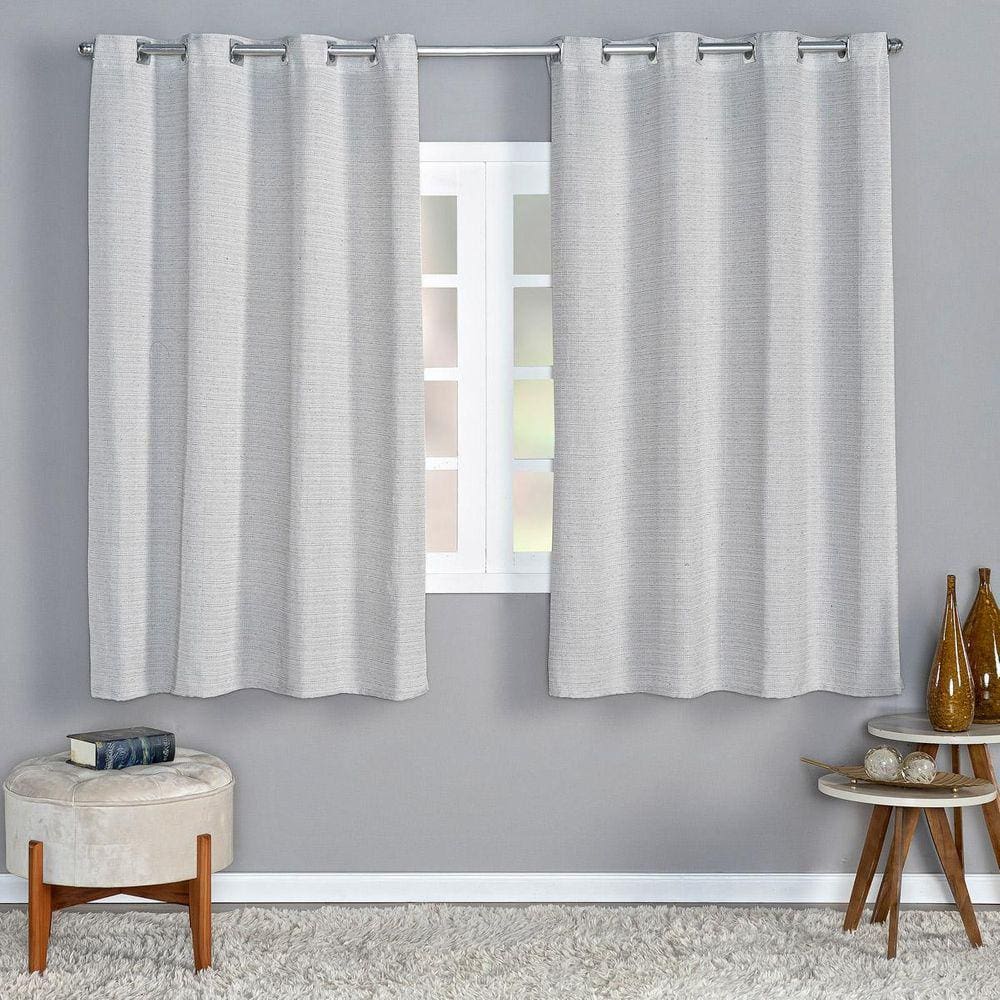 Cortina Dora 2,20M X 1,40M Sala Tecido Rústico Brilho Areia