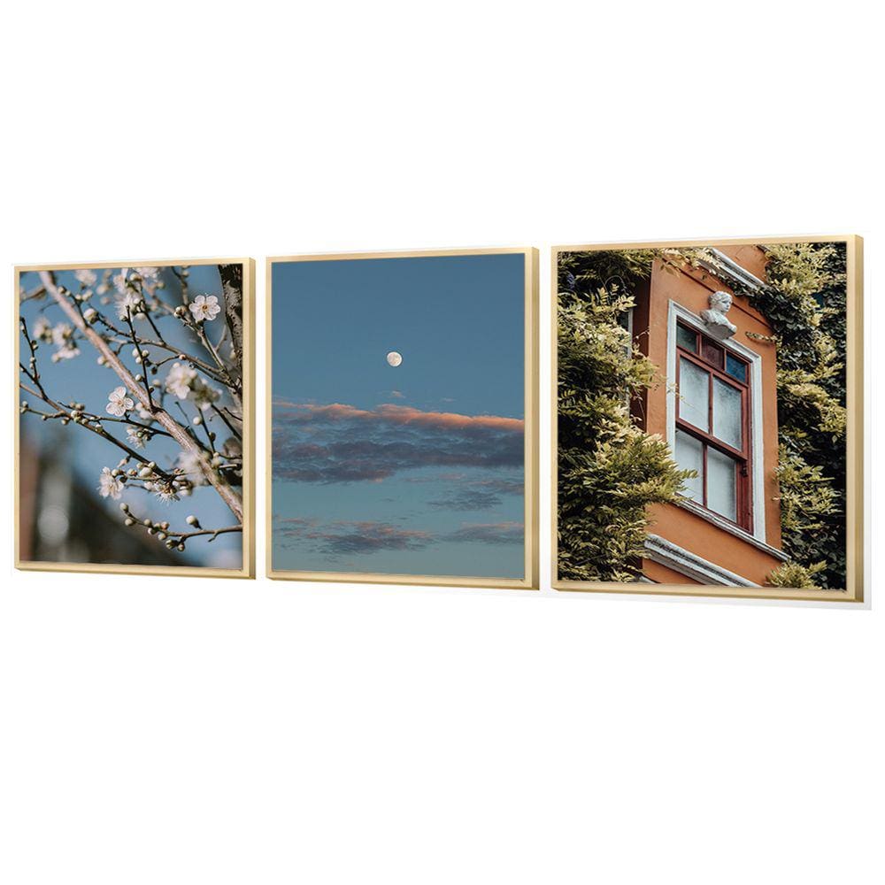 Kit 3 Quadros Decorativos Estátua Ramos Lua Natureza Sala