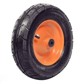 Pneu Com Câmara 3.5/8" E Roda Metálica Tramontin Para Carrinho De Mão Com Bucha Plástica Tramontina