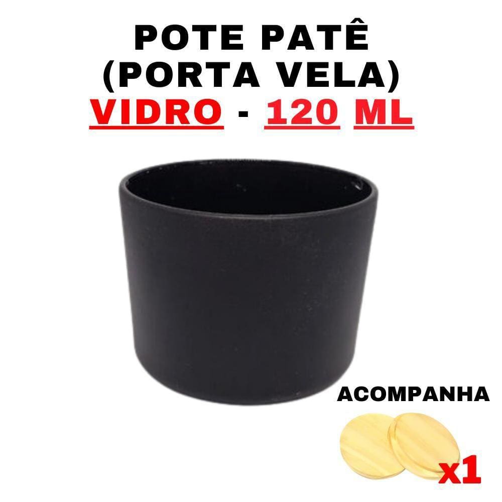 Kit Potes de Vidro Patê Preto | 120ml | Tampa de Madeira