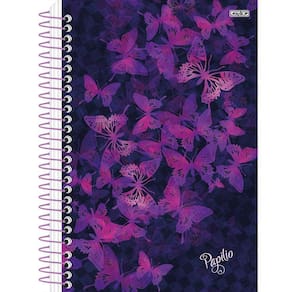 Caderno Universitário Espiral Papilio Borboletas 10 Matérias 160 Folhas Capa Dura - São Domingos
