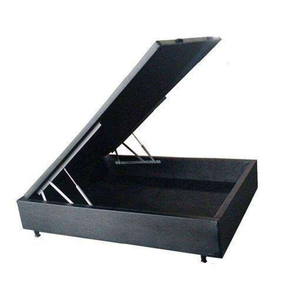 Cama Box Baú Casal Sintético Cinza 39x138x188