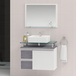 Conjunto para Banheiro Gabinete com Cuba e Espelheira 60cm Diamante Rovere