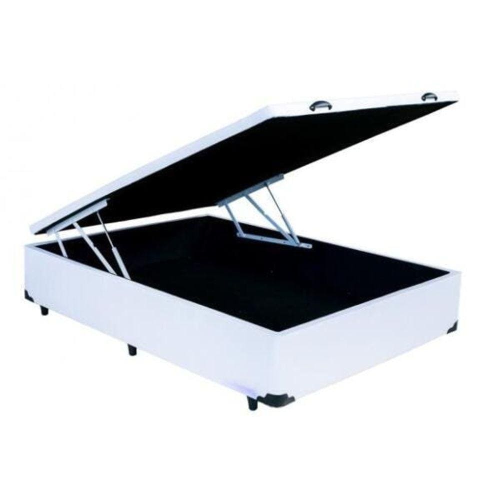 Cama Box Baú Casal Sintético Branco 39x138x188