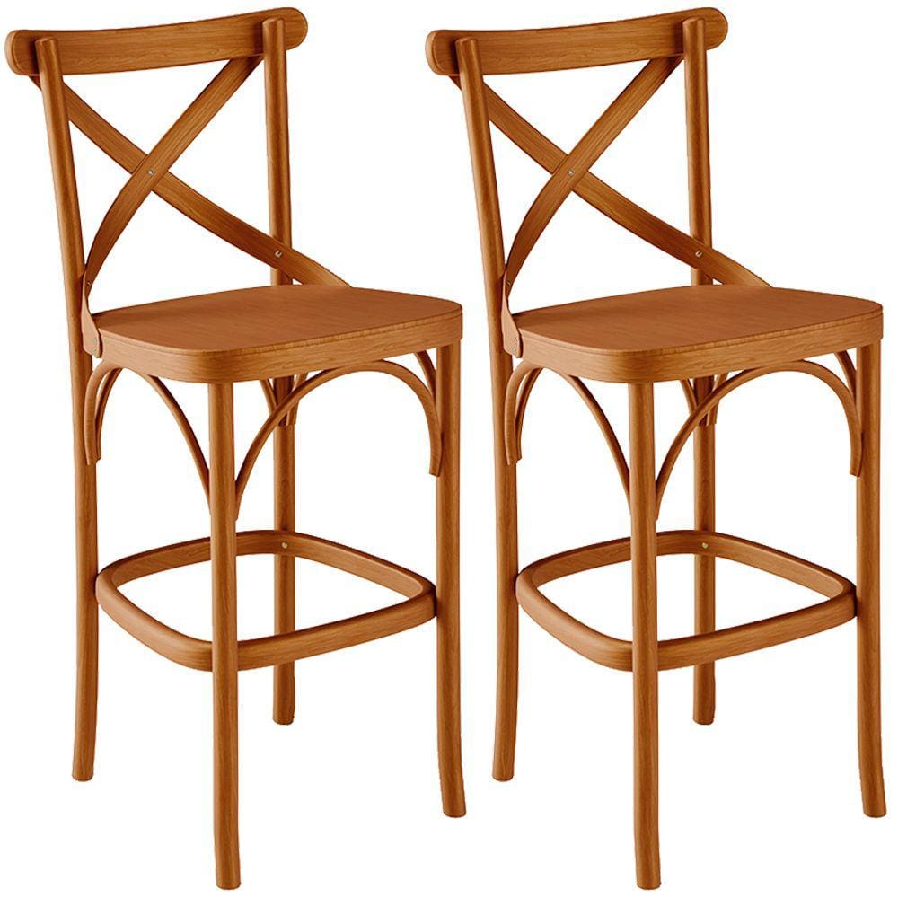 Kit 02 Banquetas Altas Cozinha Bancada Bar Sala de Jantar Ávila L02 Madeira Maciça - Lyam