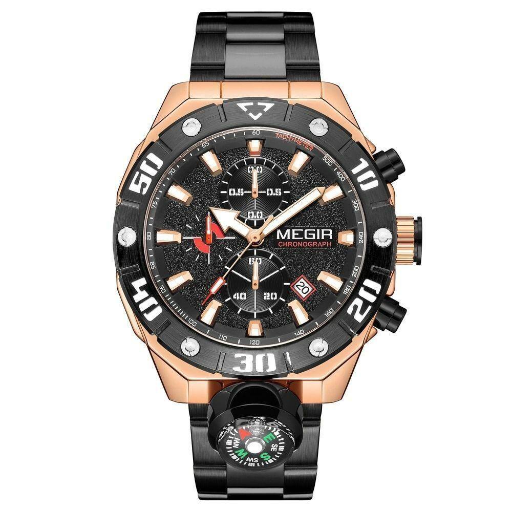 Relógio De Pulso Masculino Megir 2219 à Prova D`água Ouro Rosa