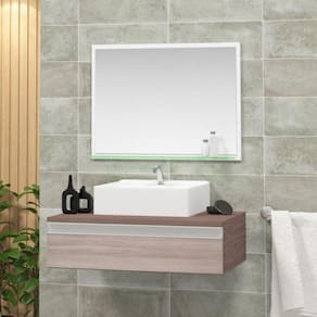 Conjunto para Banheiro Gabinete com Cuba e Espelheira 60cm Safira Ciliegio