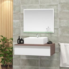 Conjunto para Banheiro Gabinete com Cuba e Espelheira 60cm Safira Branco