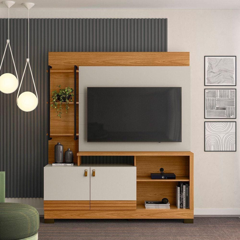 Estante Home para TV até 50 Polegadas 2 Portas 4 Prateleiras Alagoas Marrom/Off White