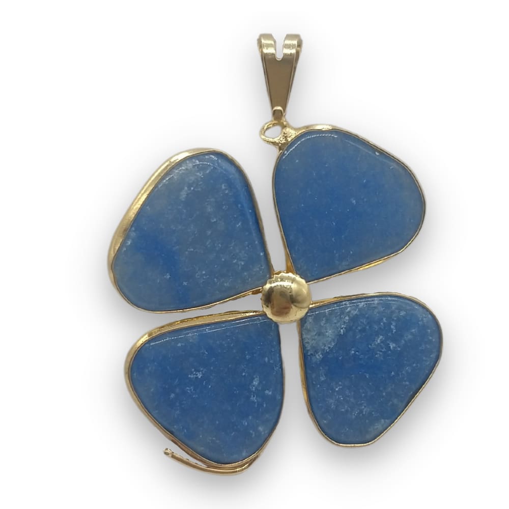 Pingente de Pedra Quartzo Azul - Trevo