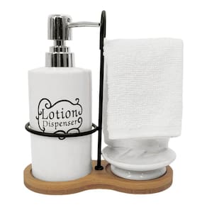 Kit Banheiro Porcelana + Bambu: Porta Sabonete + Suporte