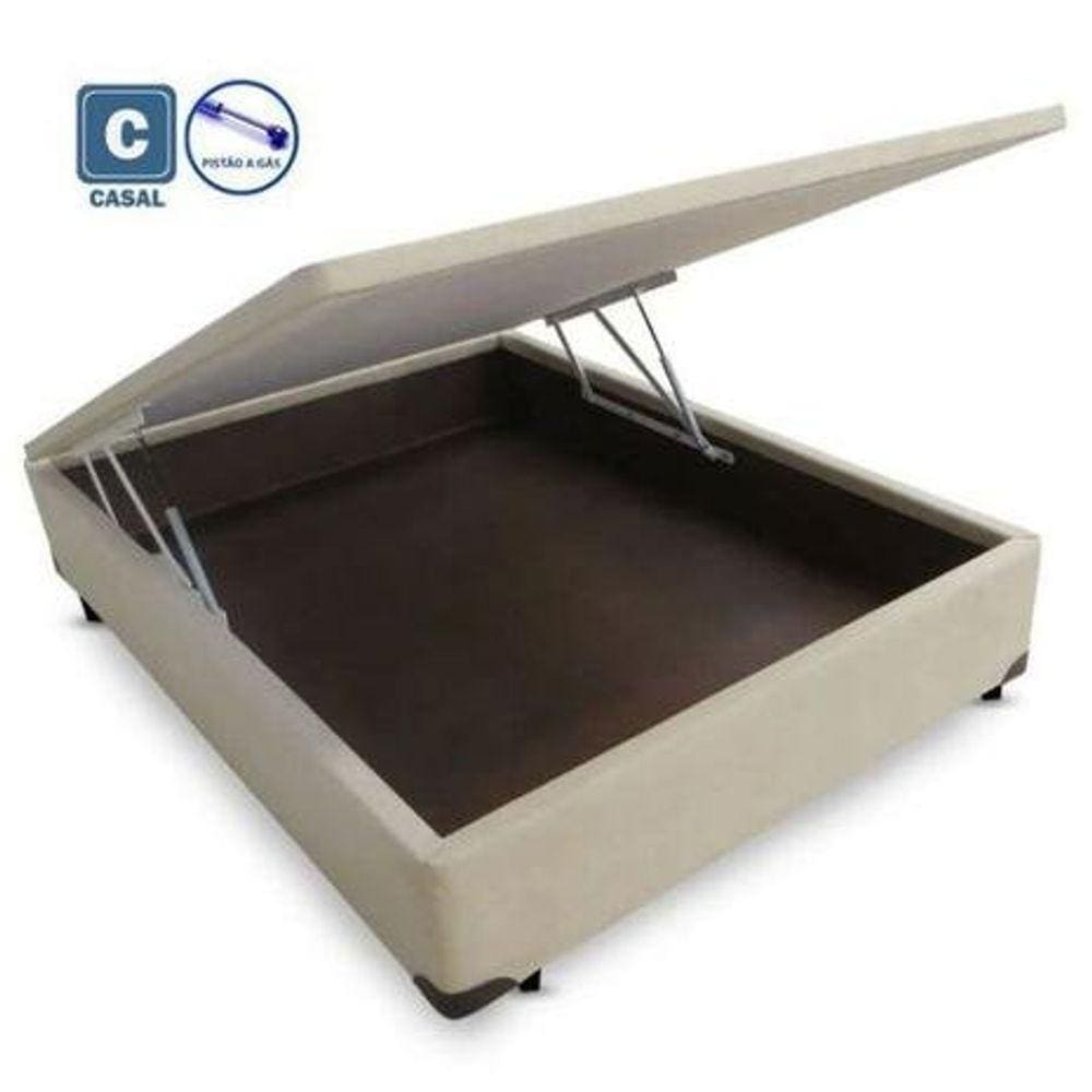 Cama Box Baú Casal Suede Bege 138x188