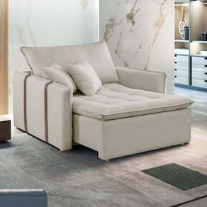 Poltrona Cama 110cm em Madeira Eucalipto Detroid Yescasa Bege Claro