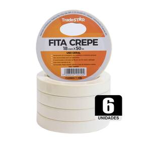 Fita Adesiva Crepe Papel 18mm X 50m C/6 Rolos 18x50