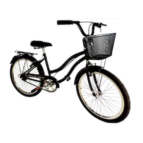 Bicicleta feminina aro 26 passeio sem marchas c/ cesta preto