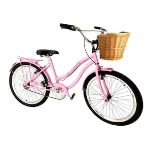 Bicicleta aro 24 feminina retrô vintage s/ marchas com vime