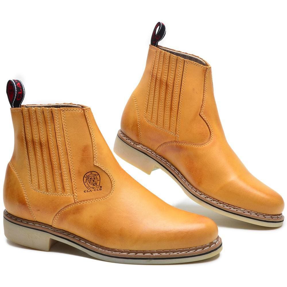 Botina Masculina Couro Bota Lisa Cano Baixo