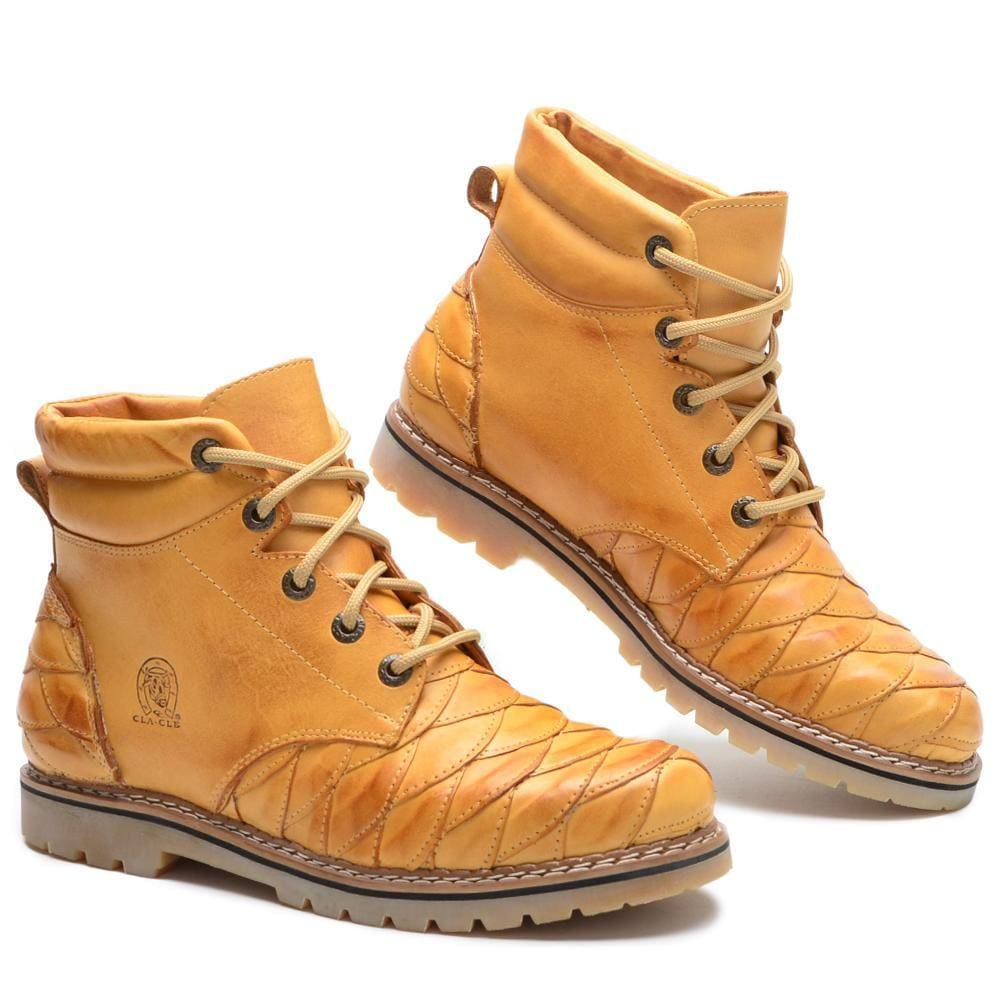 Coturno Masculino Bota Couro Confortável Cadarço Escamado