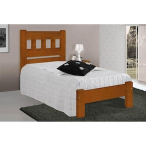 Cama de Solteiro Madri de Madeira Maciça Angelim Pedra/Tauari