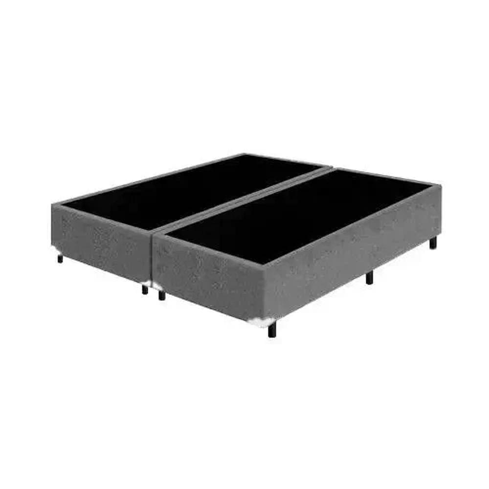 Base Box Casal Bipartido Suede Cinza - 30x138x188