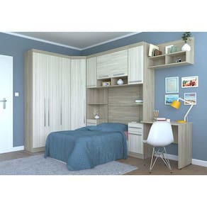 Guarda Roupa Modulado de Canto 10 Portas com Cabeceira Escrivaninha Master Luciane Móveis