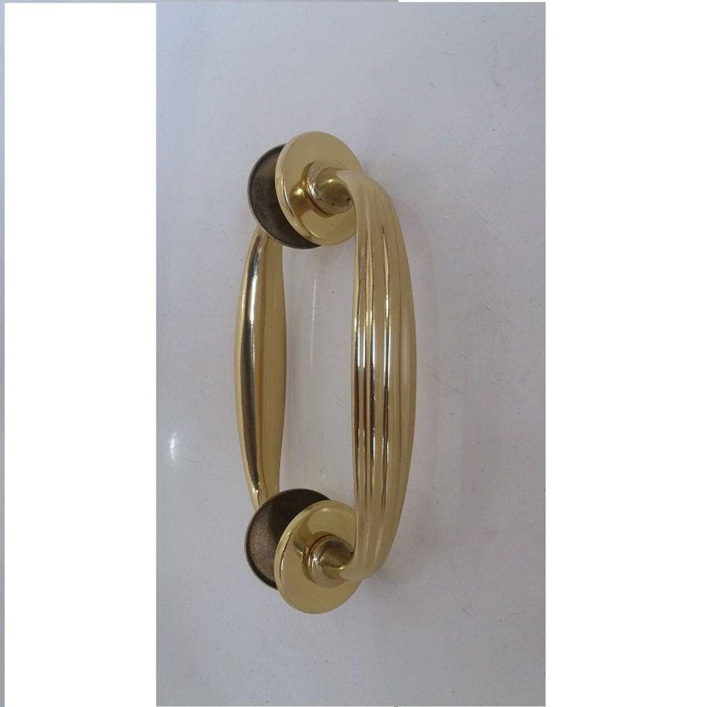 Puxador Alca Dupla  GDE c/ Friso  Latao Polido c/ Verniz Eletrostatico (Par) Dourado