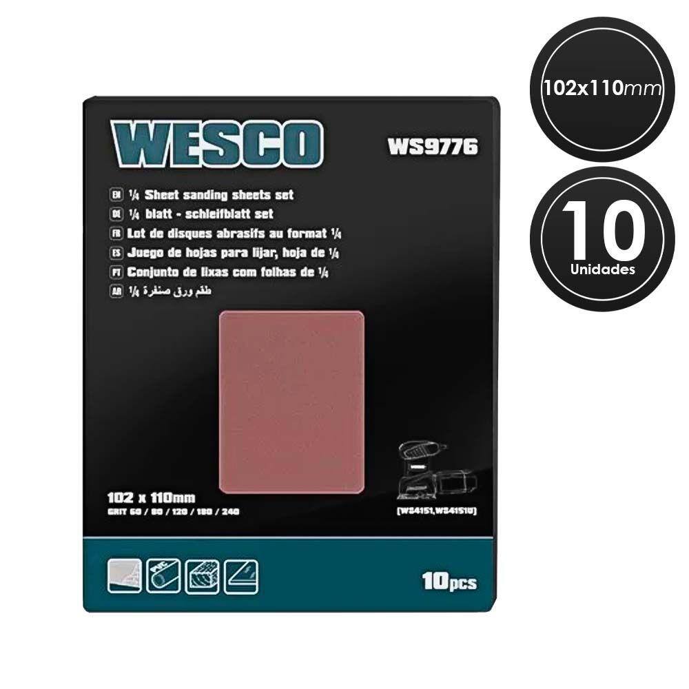 Jogo De Lixas Para Lixadeira Elétrica C/10 Uni Ws9776 Wesco