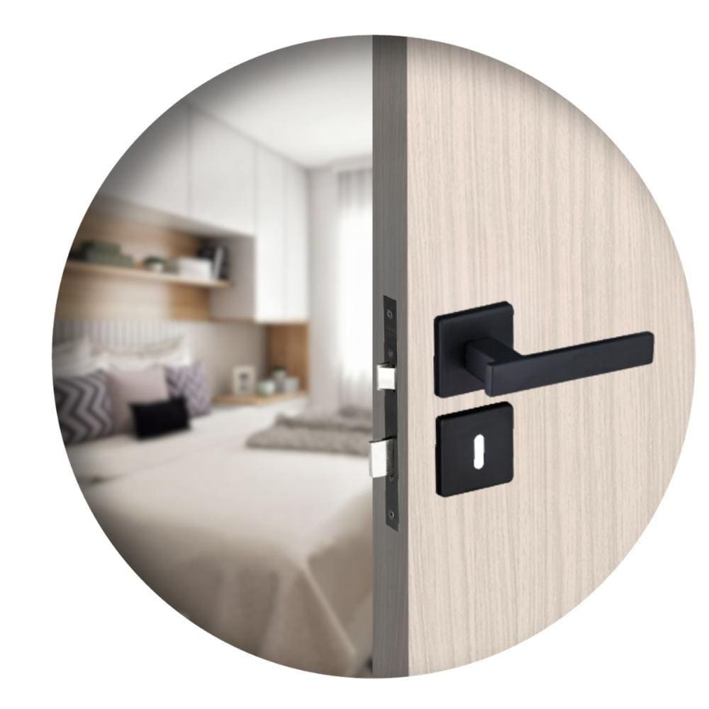 Fechadura Para Porta Interna Quarto Roseta Concept 413 Preta Pado 40mm