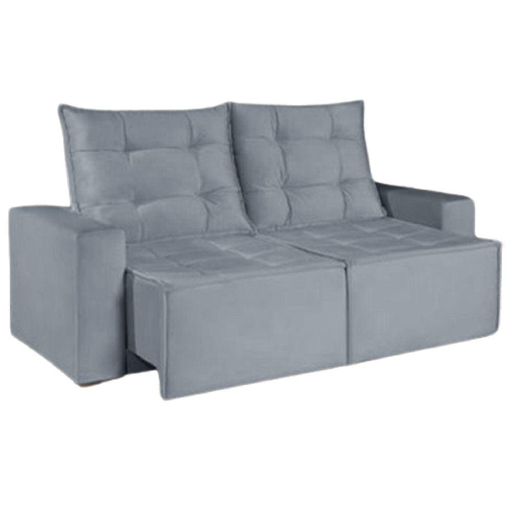 Sofá Macaé 3 Lugares Retrátil e Reclinável Tecido Suede 190cm União Cor Cinza