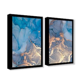 Quadro Decorativo Caixa Alta 2 Un 40X60 Mármore Aurora Azul Título Moldura Preta