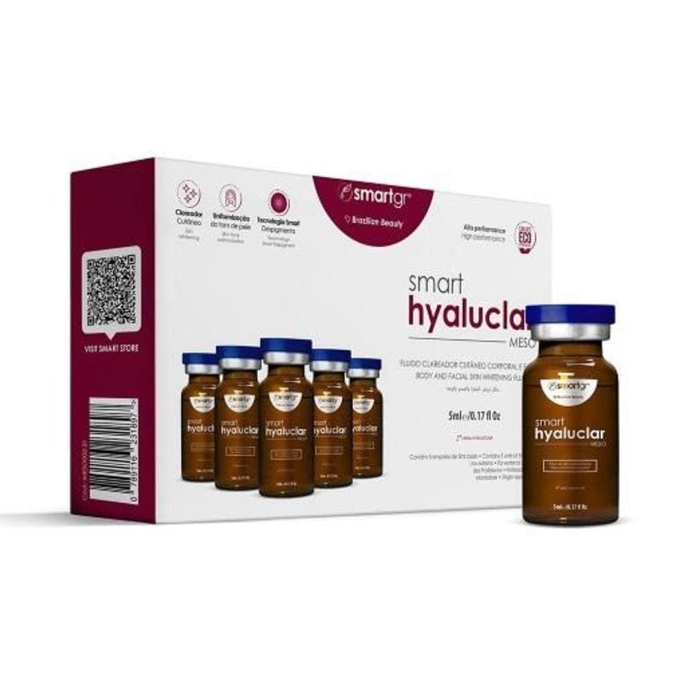 Hyaluclar Meso Fluido Clareador Cutâneo Corporal E Facial 5 Ampolas De 5ml - Smart Gr