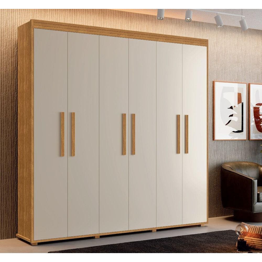 Guarda Roupas 2,10 MDF 6 Portas Milão Fenix Cinamomo / Off White
