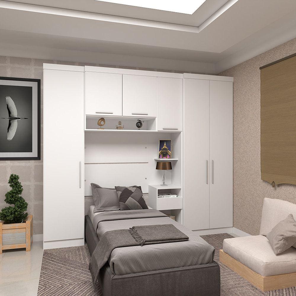 Quarto de Solteiro com Guarda Roupas e Mesa de Cabeceira Alpes Luciane Móveis
