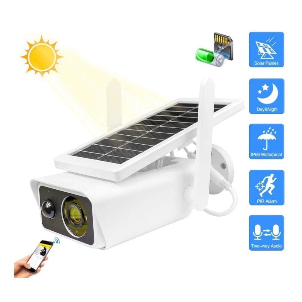 Câmera De Segurança IP Sem Fio Com Bateria Solar Ip66 1080p   (App icsee)    Quadrada