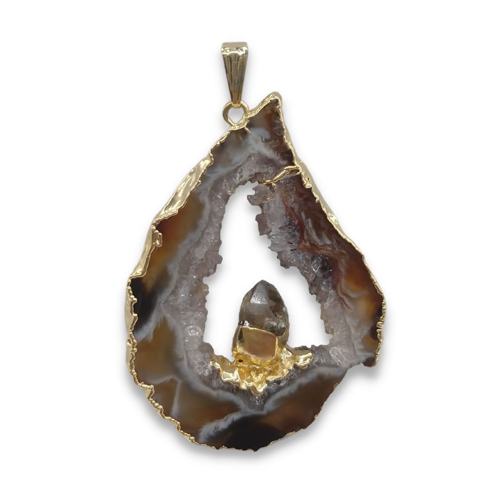 Pingente Geodo de Ágata com Cristal