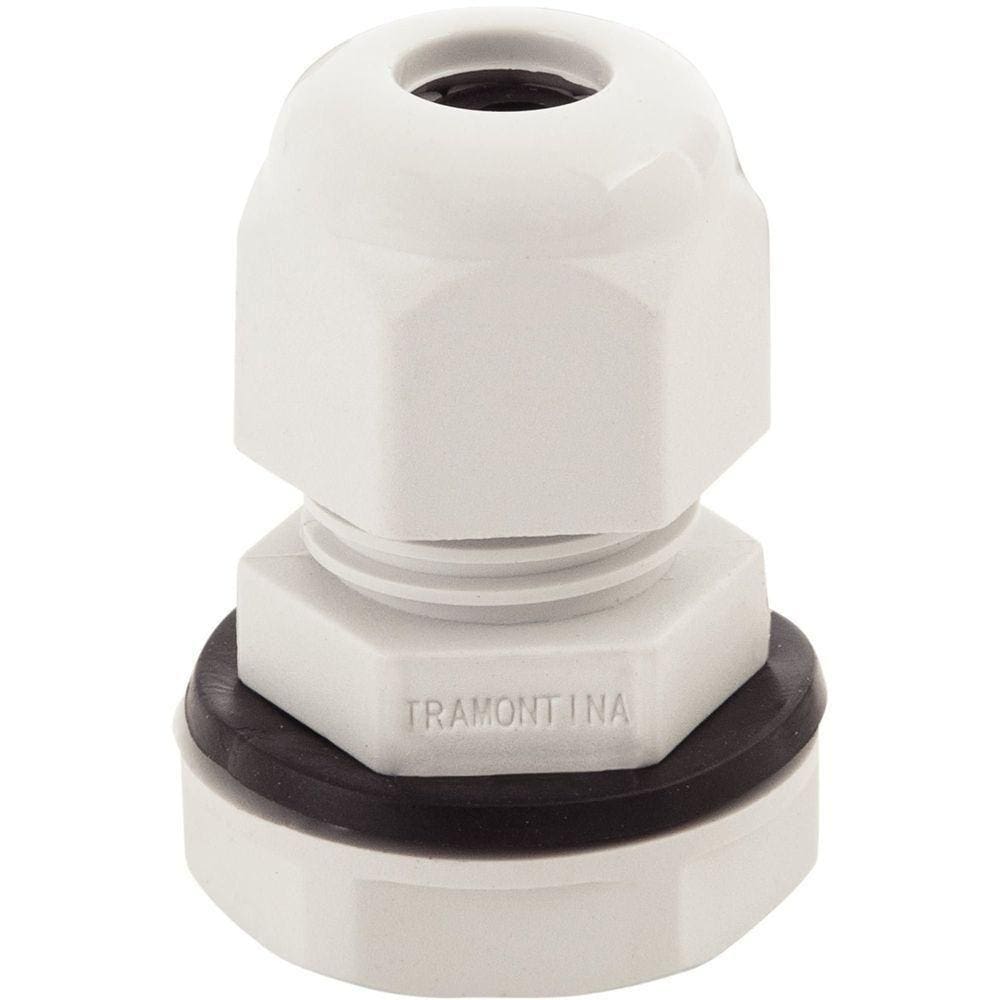 Conector Prensa-cabo 1/4 Polegada Tramontina Em Termoplástico Cinza Com Bucha Tramontina