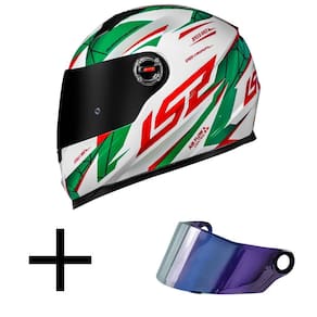 Capacete LS2 FF358 Draze Branco e Verde Mais Viseira Camaleão