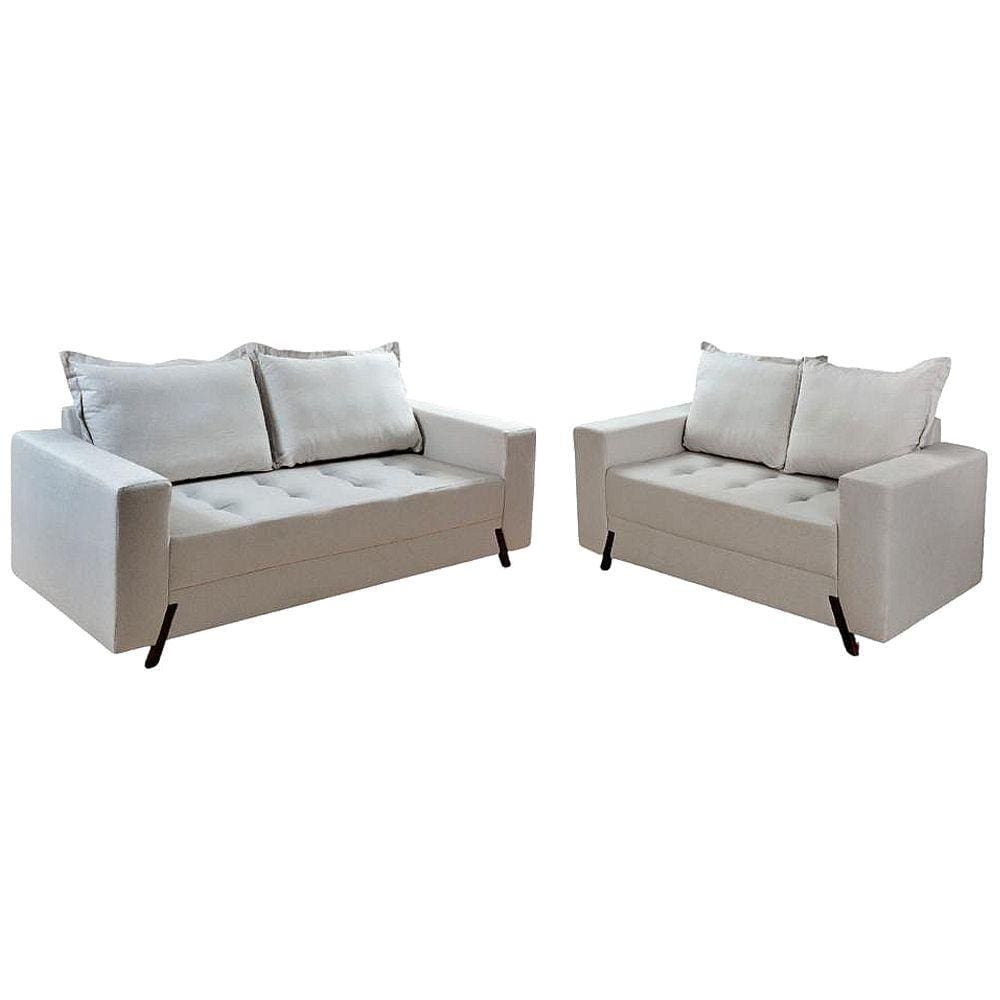 Conjunto de Sofá 8100 em Veludo com 2 e 3 Lugares Boareto Cor Prata