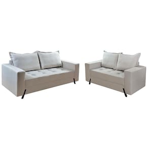 Conjunto de Sofá 8100 em Veludo com 2 e 3 Lugares Boareto Cor Prata
