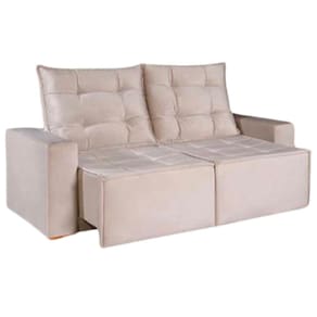 Sofá Macaé 3 Lugares Retrátil e Reclinável Tecido Suede 190cm União Cor Bege