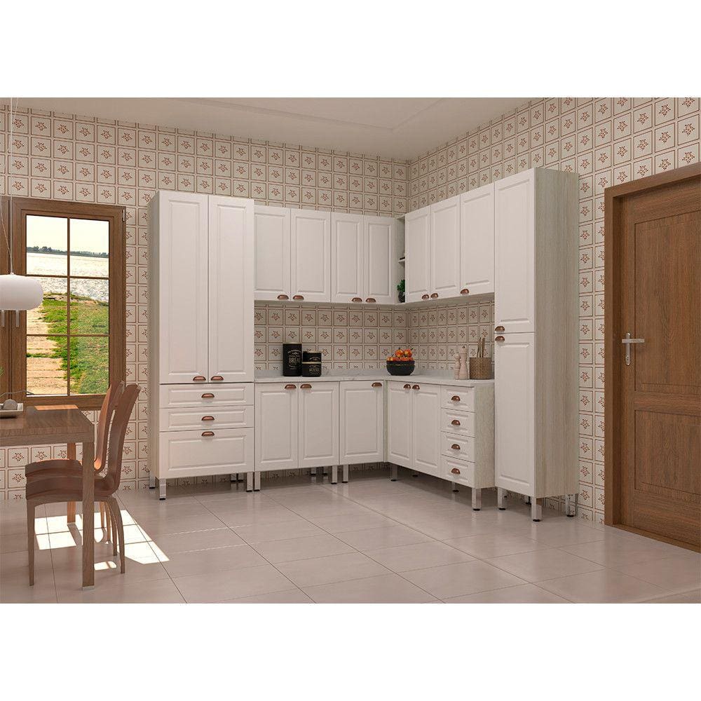 Armário de Cozinha Completa 8 Peças com Tampo Agatha Luciane Móveis