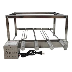 Churrasqueira Gira Grill Inox 4 Espetos Giratório Issi Grill