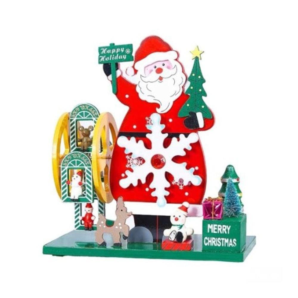 Enfeite de Natal com música e Movimento em Madeira 24cm