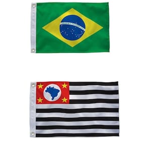 Kit Bandeira São Paulo + Bandeira Do Brasil 90X150Cm