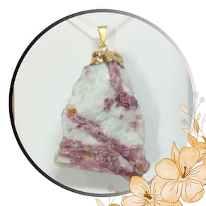 Pingente de Pedra Bruta Turmalina Rosa Banhado