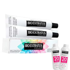 Kit 2 Tinturas Bio Extratus Color Louro Claro Vermelho Intenso 8.66 + 2 OX 20 Volumes 90ml