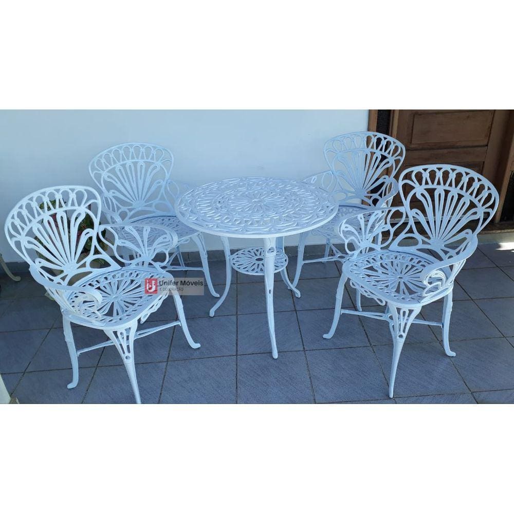 Conjunto de Mesa Para Jardim Primavera em Alumínio Fundido Unifer Móveis