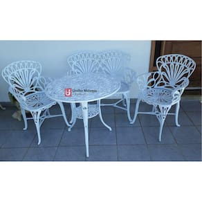 Conjunto de Mesa Para Jardim Primavera com Namoradeira e Mesa Alta em Alumínio Fundido Unifer Móveis