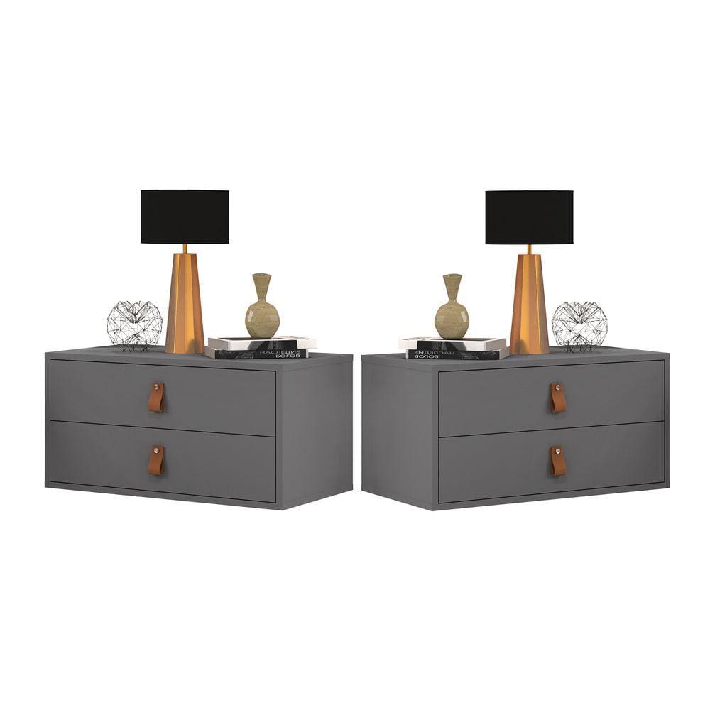 Conjunto Unic 60cm: Mesa de Cabeceira de Cor Cinza