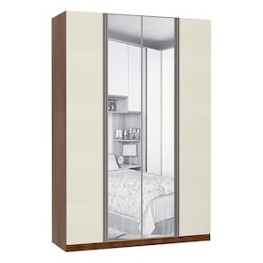 Guarda Roupa 4 Portas Alumínio Inox com Espelho 3 Gavetas 159 cm Prime Luciane Móveis
